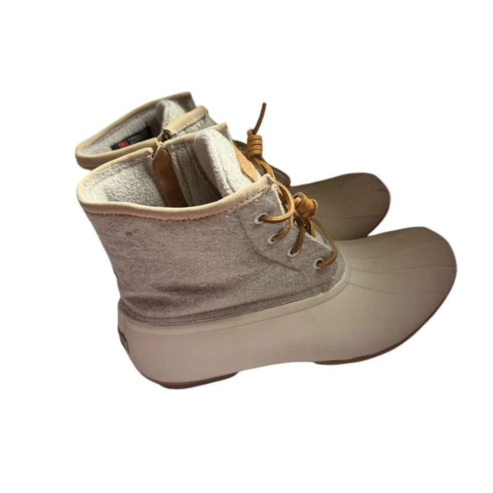 Sperry Women’s Core Saltwater Emboss Wool Boots Size 10 Ivory Waterproof